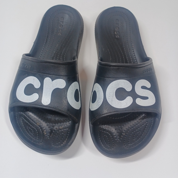 CROCS Slides Slip On Flip Flop Sandals Iconic Comfort Men's Size 9 Shoes - Picture 9 of 13